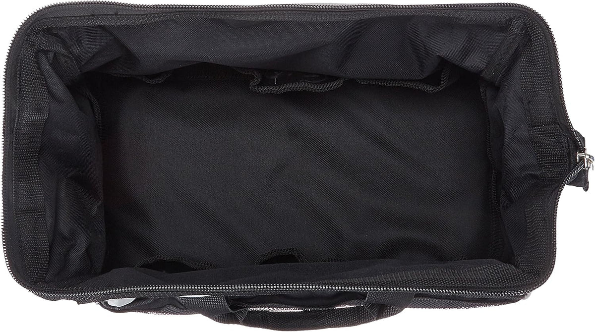 Durable Wear-Resistant Tool Storage Bag with Adjustable Shoulder Strap, Portable Tool Organizer, 16 in, Black & Grey