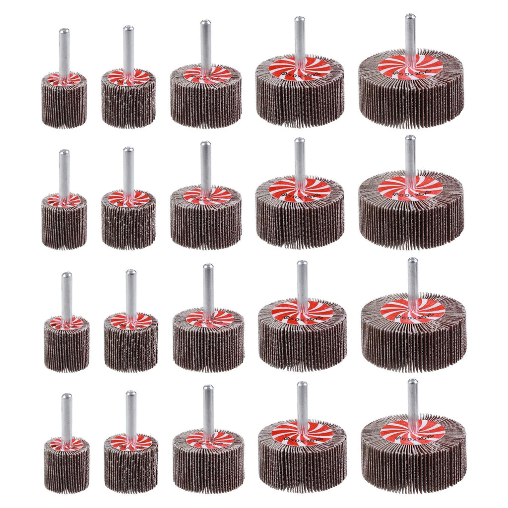 20 Pcs 5 Sizes 60/80/120/240 Grits Abrasive Flap Wheel Sander