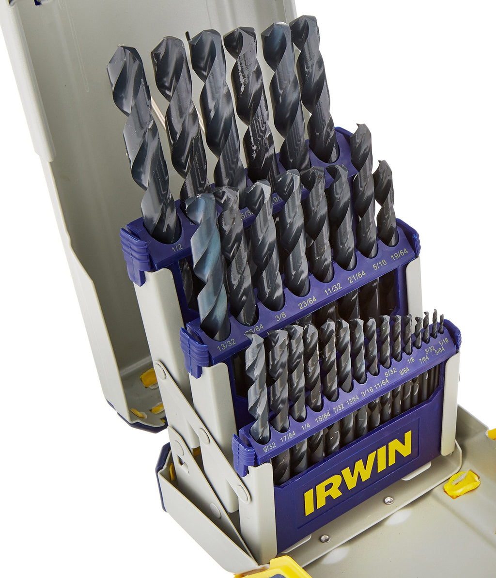 IRWIN Tools Black Oxide Metal Index Drill Bit Set with Case, 29-Piece (3018004)