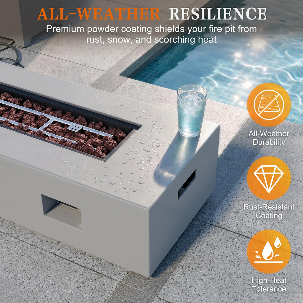43" Propane Fire Pit Table for Outside Patio, Grey
