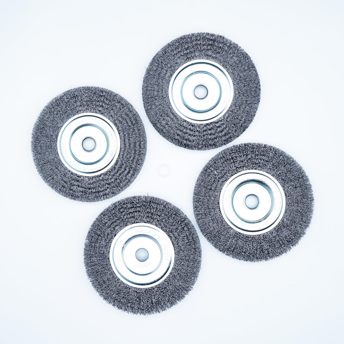 Eco Walker 6inch Bench Wire Wheel Brush Set for Bench Grinder - Coarse & Fine Crimped Carbon Steel (0.012in & 0.008in), 1/2in & 5/8in Arbor - Rust, Burr, Paint, and Corrosion Removal (4)