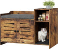 Cat Litter Box Enclosure, Hidden Litter Box Cabinet Furniture with Scratch Pad, Farmhouse Indoor Cats House with