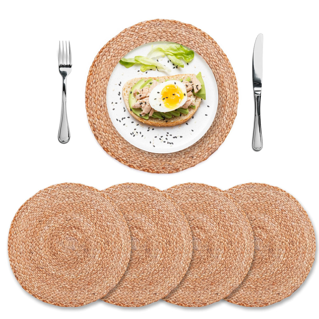 Round Jute Placemats, Set of 4, 13 Inch