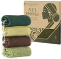 African Net Sponge Authentic - 4 Pack Exfoliating Body Scrubber Bath Sponge - Loofah Washcloth Back Scrub for Shower