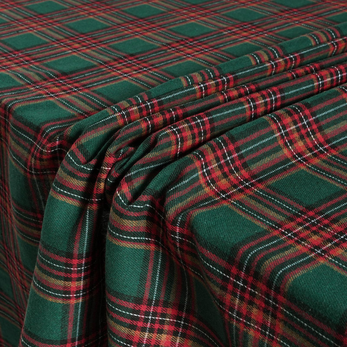 Christmas Tartan Plaid Rectangle Tablecloth for 6 Foot Rectangle Tables, 55 X 84 Holiday Red Forest Green Vintage