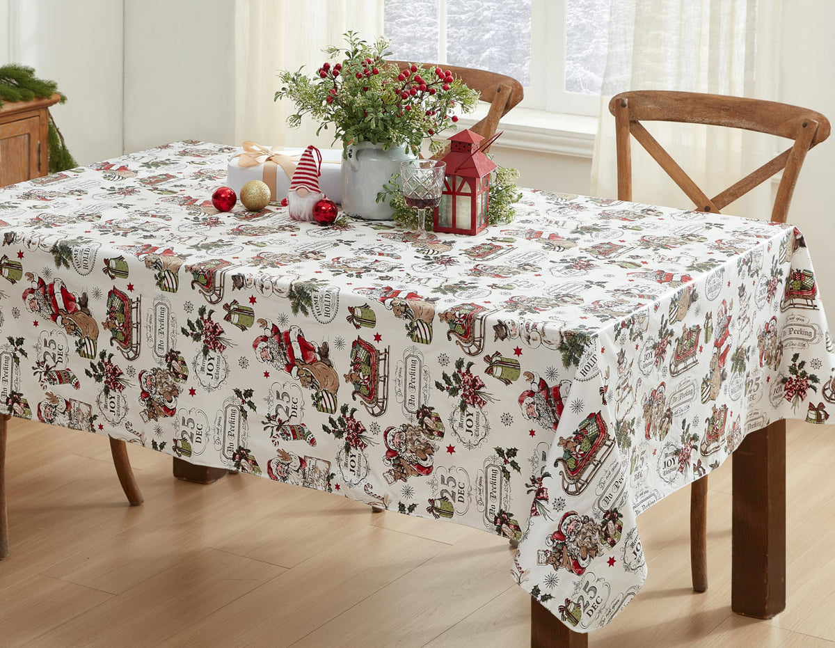 Vintage Nostalgia Christmas 52x70 Inch Rectangle Vinyl Tablecloth