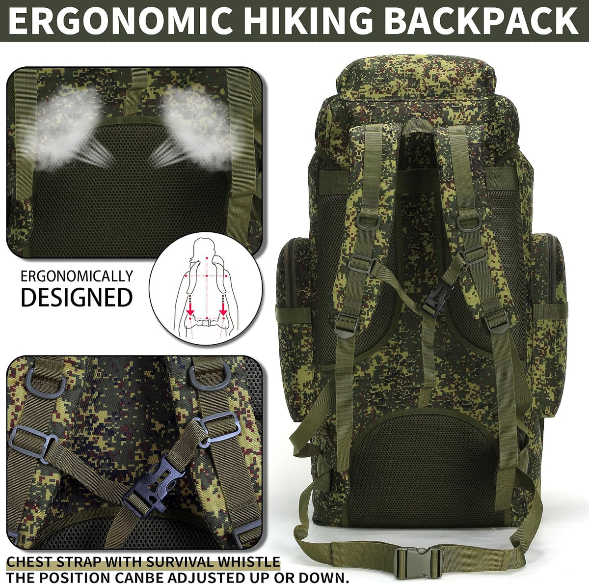 Hiking Backpack for Men 70L/100L Camping Backpack Military Rucksack Molle 3 Days Assault Pack for Climbing | Camping