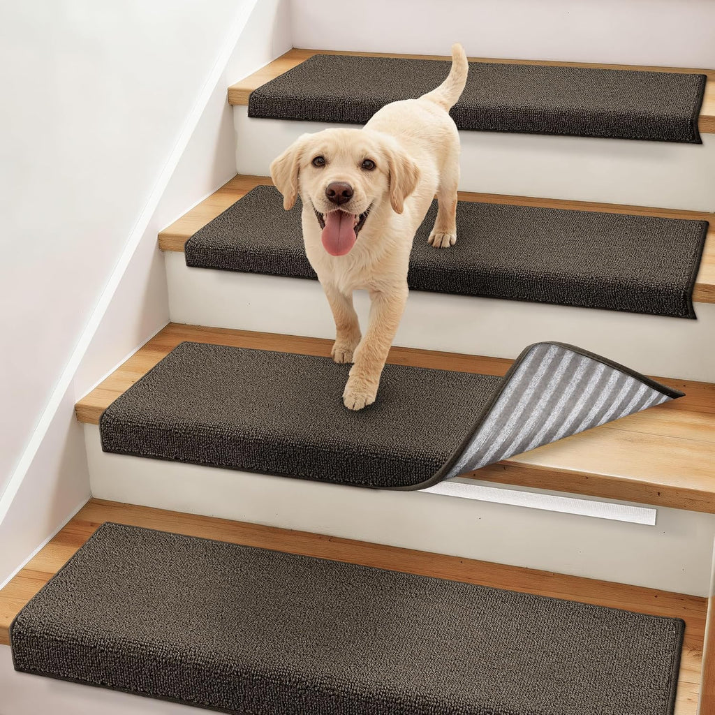 Bullnose Carpet Stair Treads Stair Protector 11"x30",14Pc,Brown