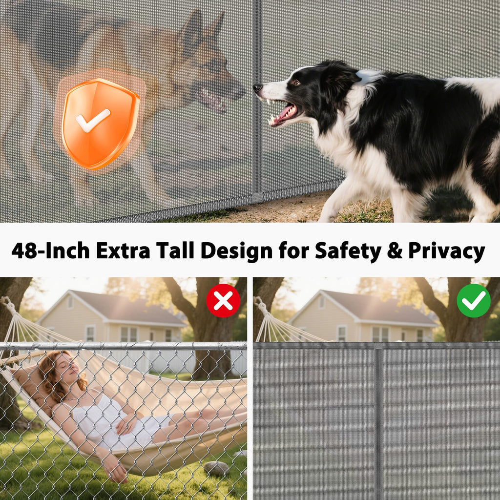 250" Extra-Wide Retractable Indoor/Outdoor Mesh Pet & Child Safety Gate with One-Hand Safety Lock for Wide Openings, Patios & Stairways