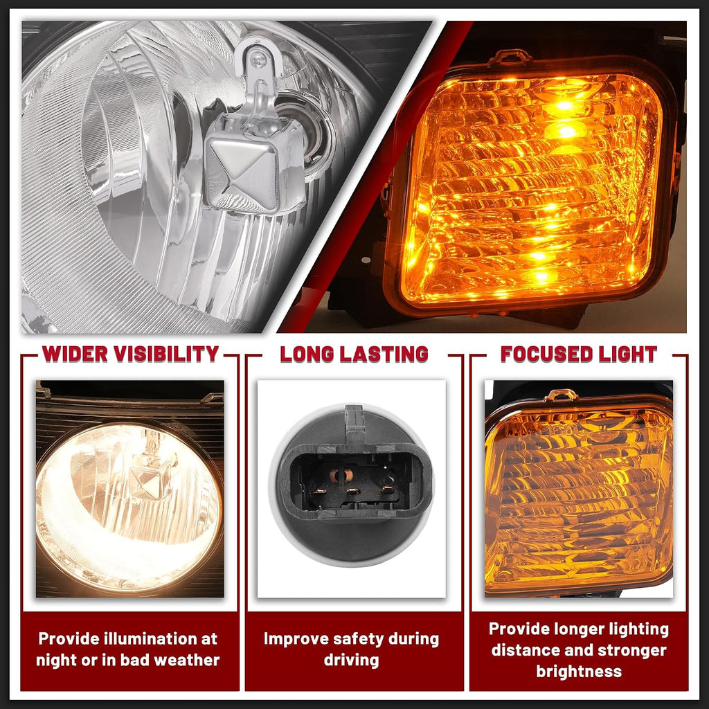 HECASA Headlight Assembly Compatible with 2006-2010 Hummer H3/09-10 H3T