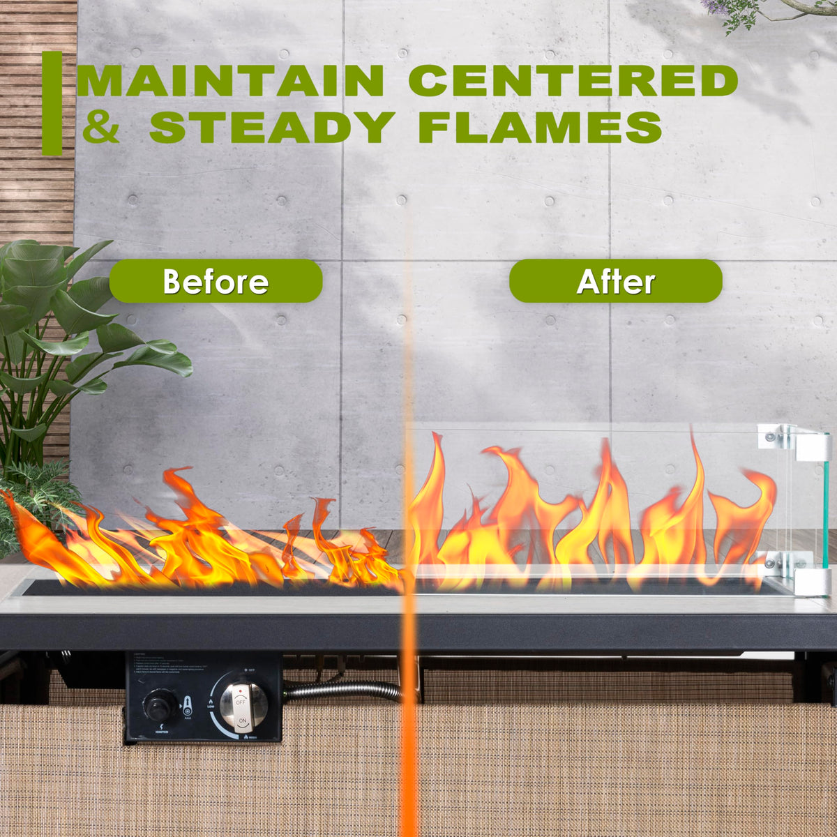 Tempered Glass Wind Guard for Rectangular Fire Pit Table 28.7''*10.2''*5.5'' Inch Durable Transparent Flame Shield
