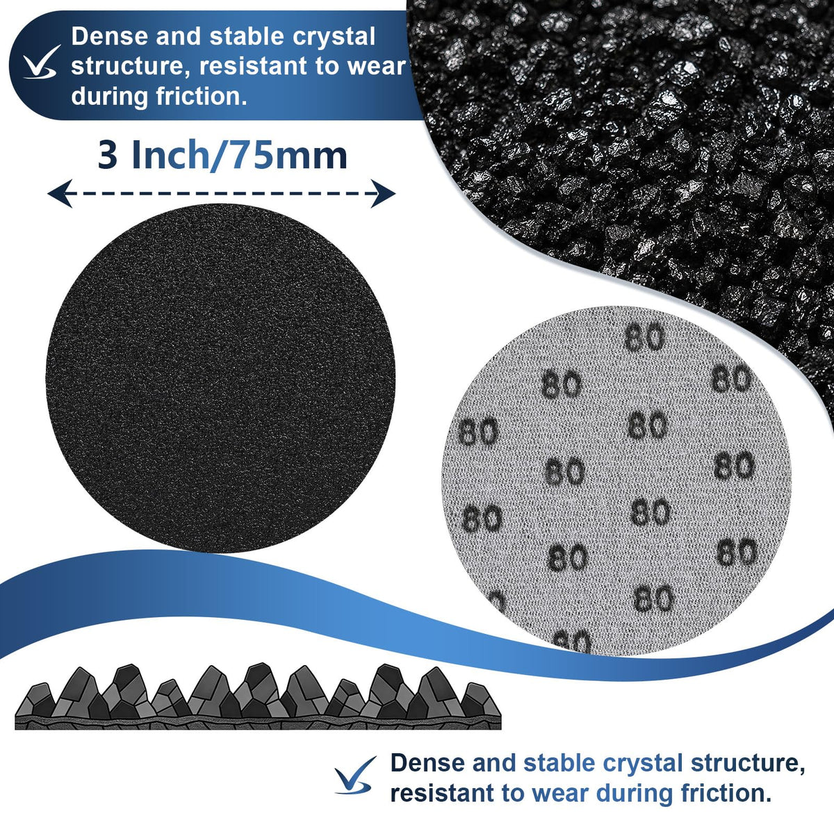 100 PCS 10000 Grit 3 Inch Hook and Loop Sanding Discs
