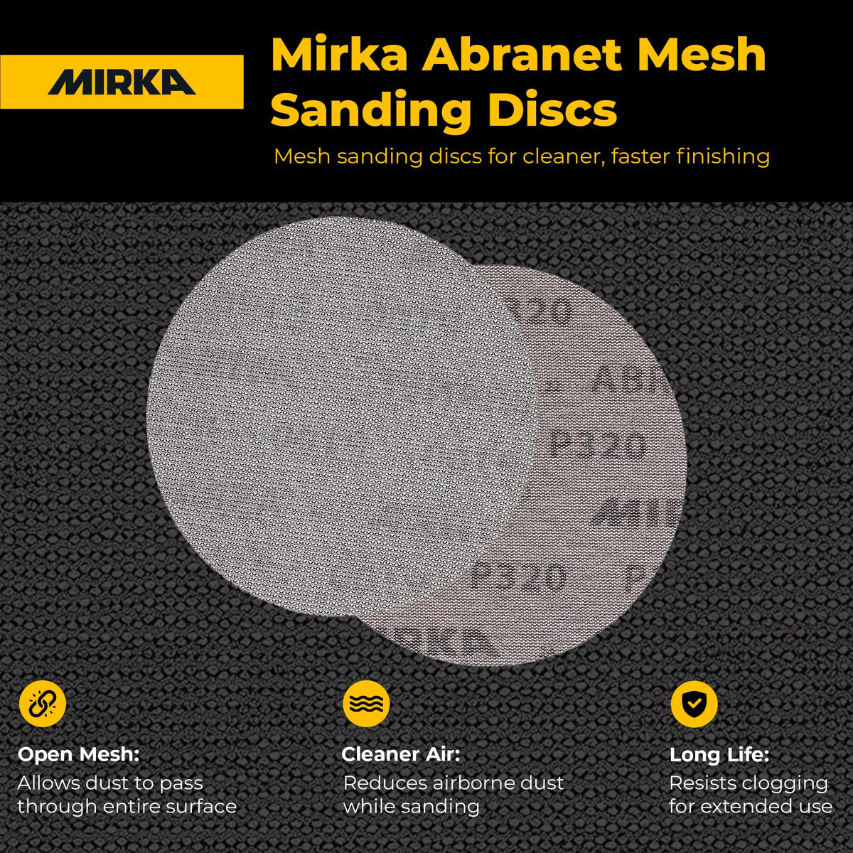 Mirka Abranet 6 Inch 120 Grit Mesh Sanding Discs, Hook and Loop, 50 Pack