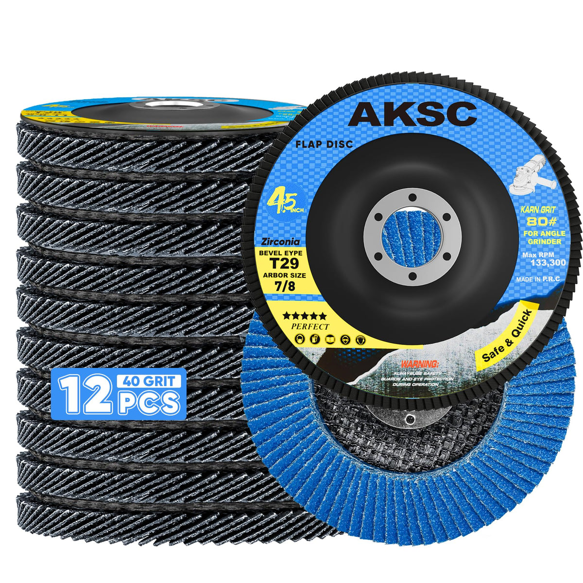 Flap Discs 4 1/2 for Angle Grinder, 80 Grit Grinding Disc Type 29, 12 Pack