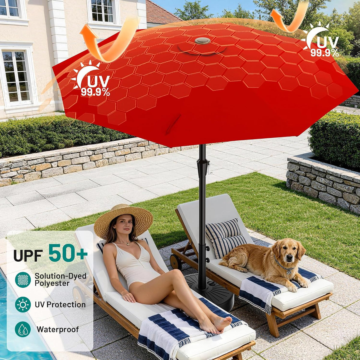9FT Outdoor Patio Umbrella with Tilt and Crank, Red