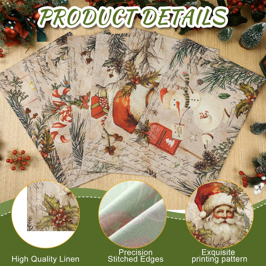 6 Pcs Christmas Placemats 12x18 Ball Washable Table Mats Xmas