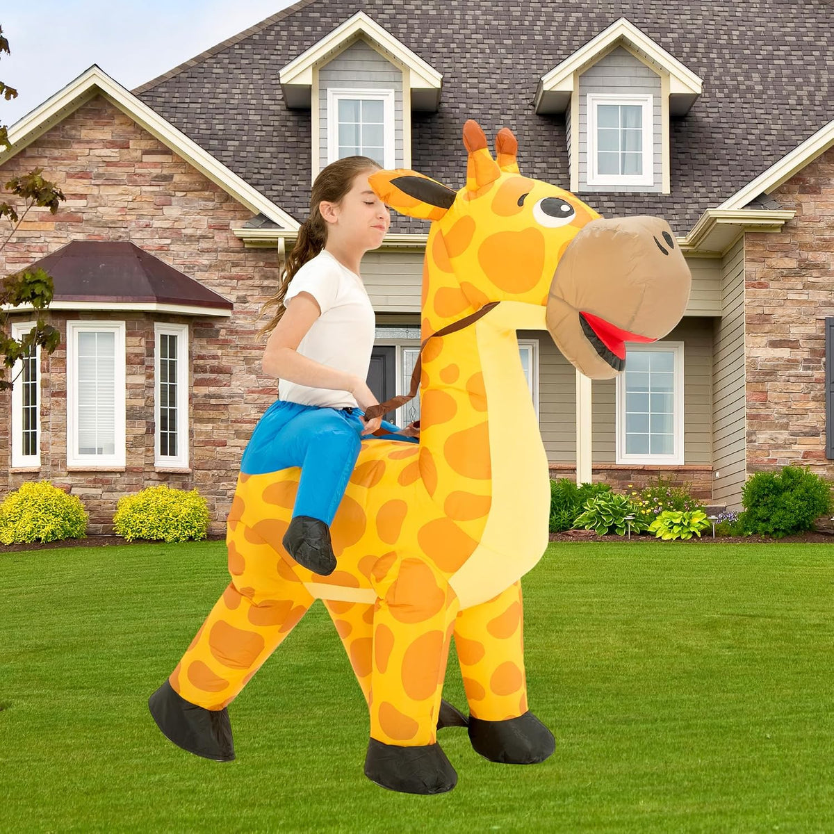 Halloween Inflatable Costume Kids,Blow Up Ride Giraffe Suit Girls Boys