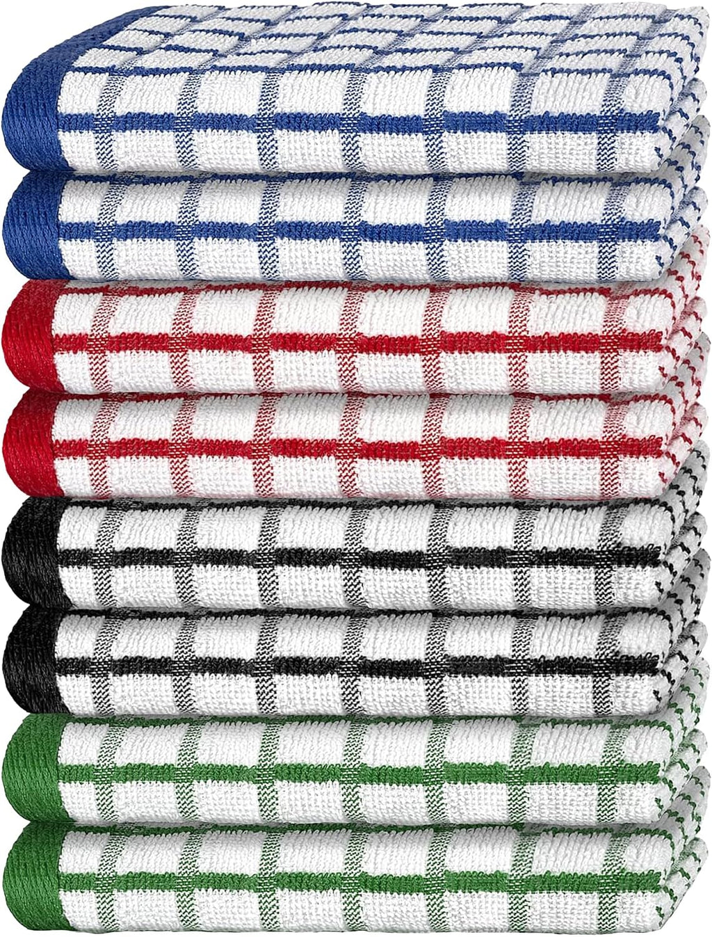 Premium Dish Towels for Kitchen, 8 Pack, 16x26 - 100% Cotton Kitchen Towels with Hanging Loop, Ultra Absorbent and