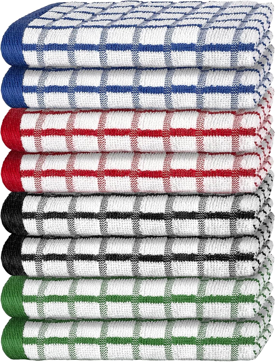Premium Dish Towels for Kitchen, 8 Pack, 16x26 - 100% Cotton Kitchen Towels with Hanging Loop, Ultra Absorbent and
