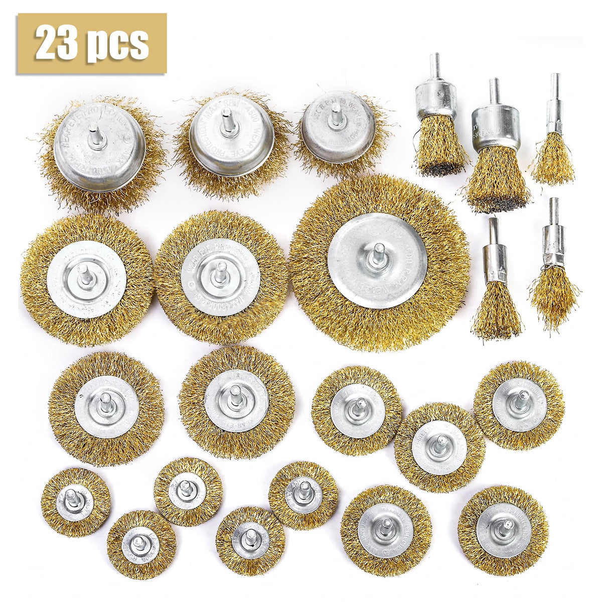 Elsjoy 23 Pack Wire Wheel Brush for Drill, Brass Drill Wire Brush Set