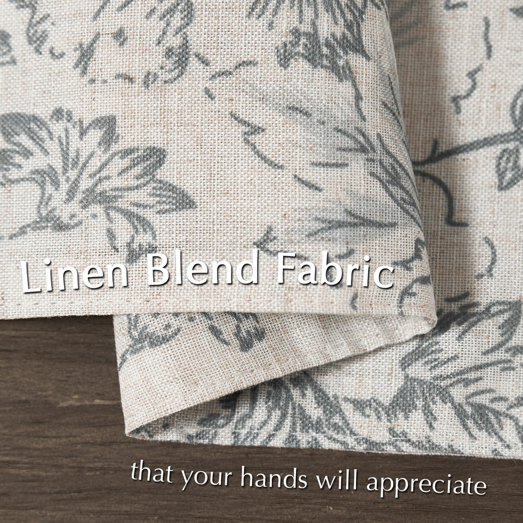Alice Linen Floral Placemats Set of 4 Farmhouse 13x19 Inch Grey