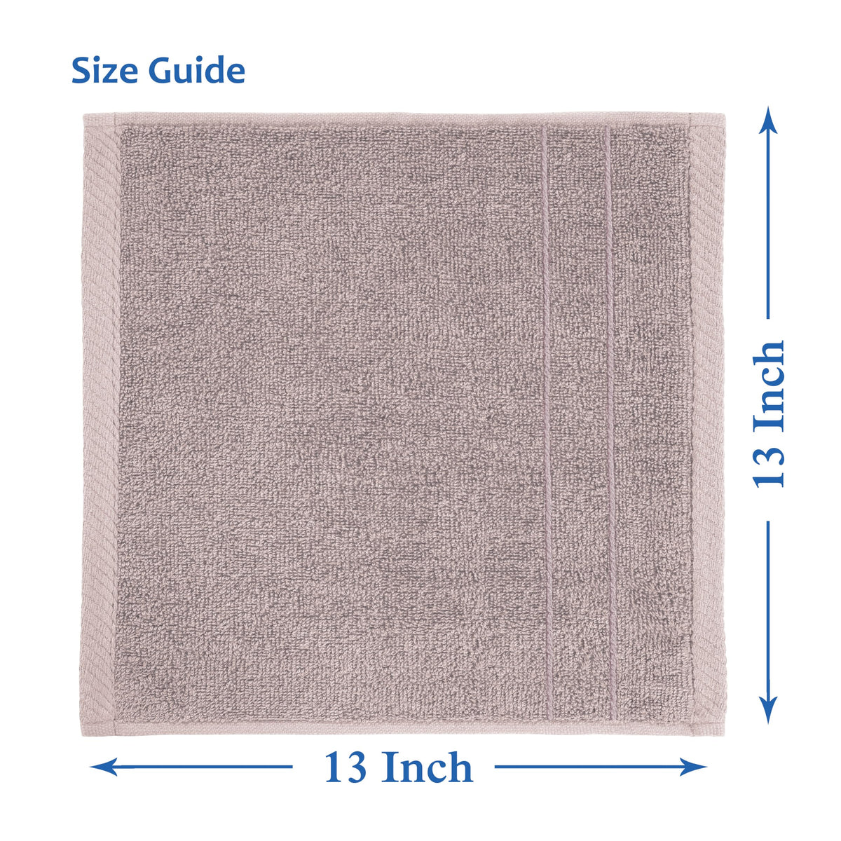 Bath Washcloths 100% Cotton 6 Pack Soft Absorbent - Platinum