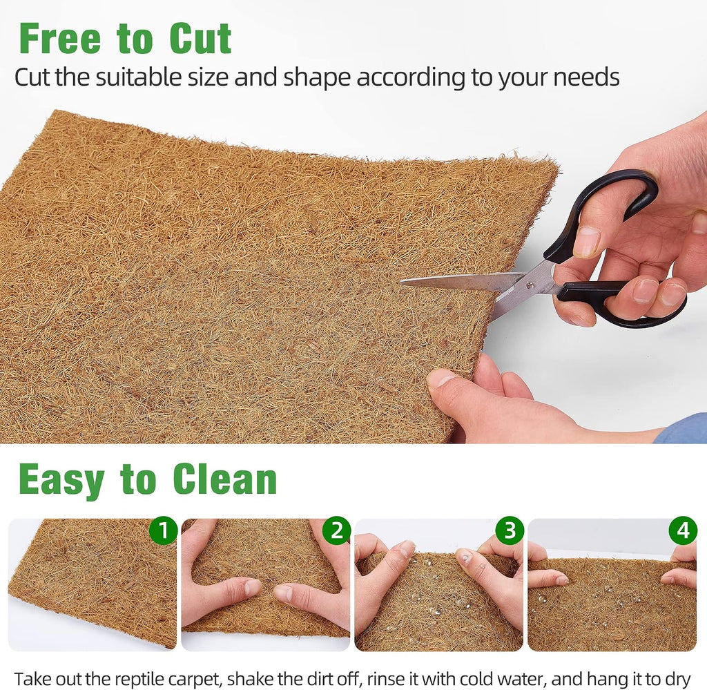 10 Pcs Reptile Carpet 12x12 Inch Coconut Fiber Mat for Tank Bedding