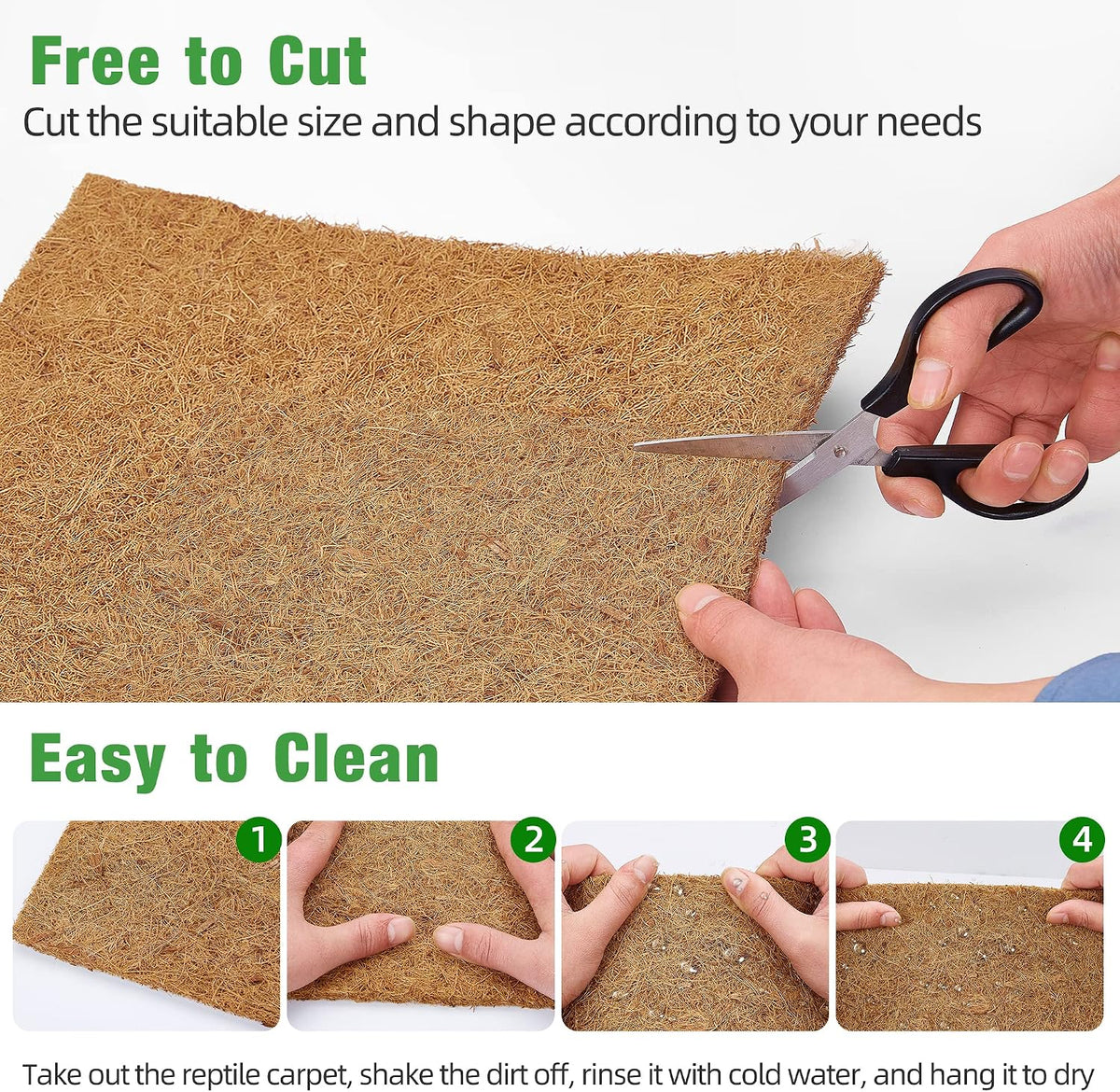10 Pcs Reptile Carpet 12x12 Inch Coconut Fiber Mat for Tank Bedding