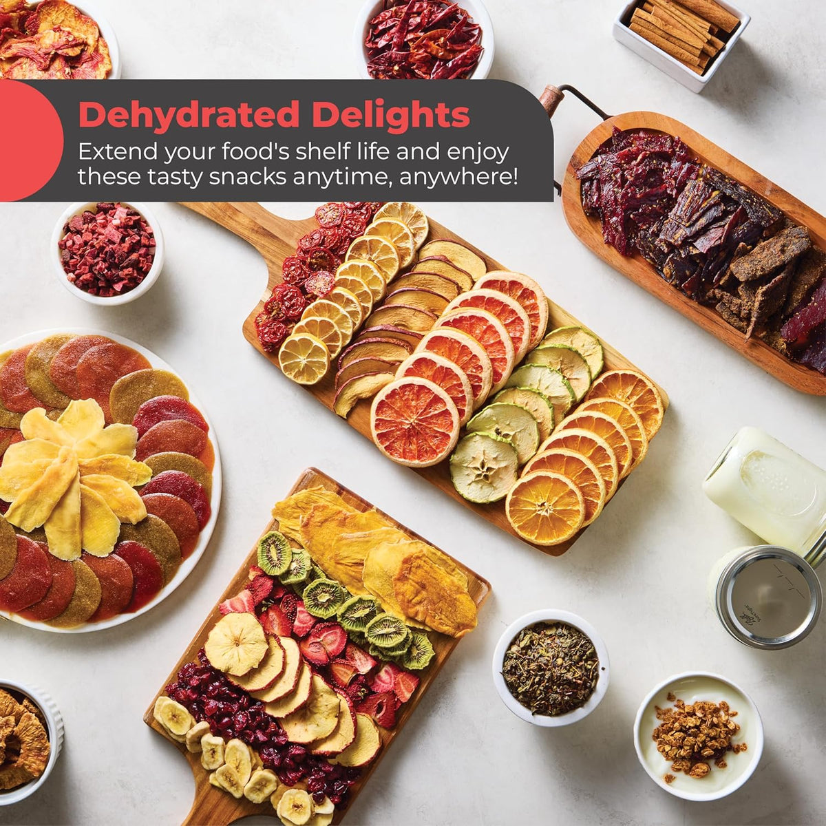 Food Dehydrator Machine | 5 Stackable Stainless Steel Trays, 48H Digital Adjustable Timer & Temperature Control Upto