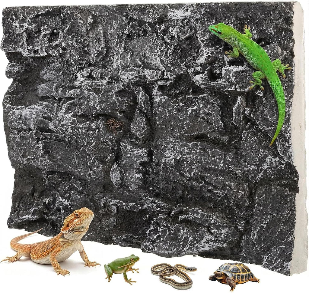 3D Rock Terrarium Background 17.7x11.8in PU Foam Dark Grey