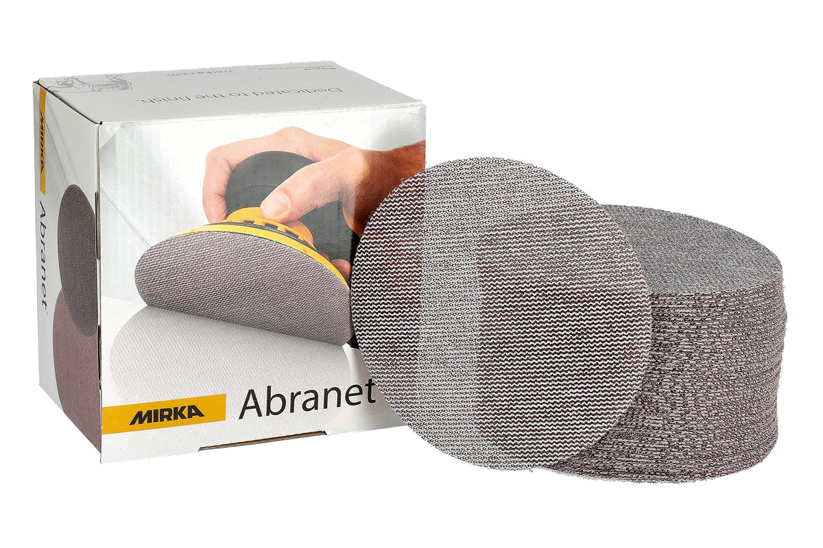 Mirka Abranet 5 Inch 80 Grit Mesh Sanding Discs, Hook and Loop, 50 Pack