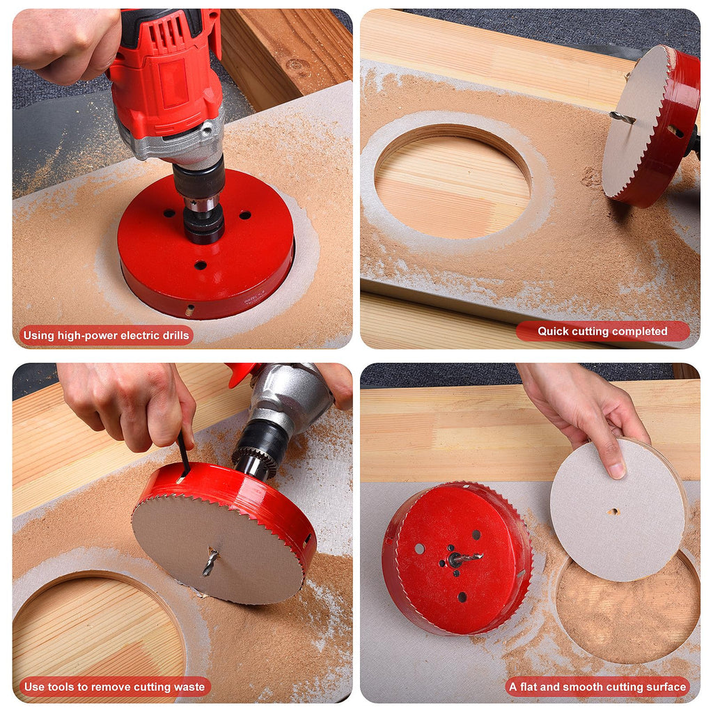 6 Inch Hole Saw - 152mm HSS Bi-Metal Hole Saw - Heavy Duty Hole Cutter for Metal/Wood with Smooth Flat Edge, Fast Chip Removal, Ideal for Cornhole Boards, Bean Bags, Recessed Lights