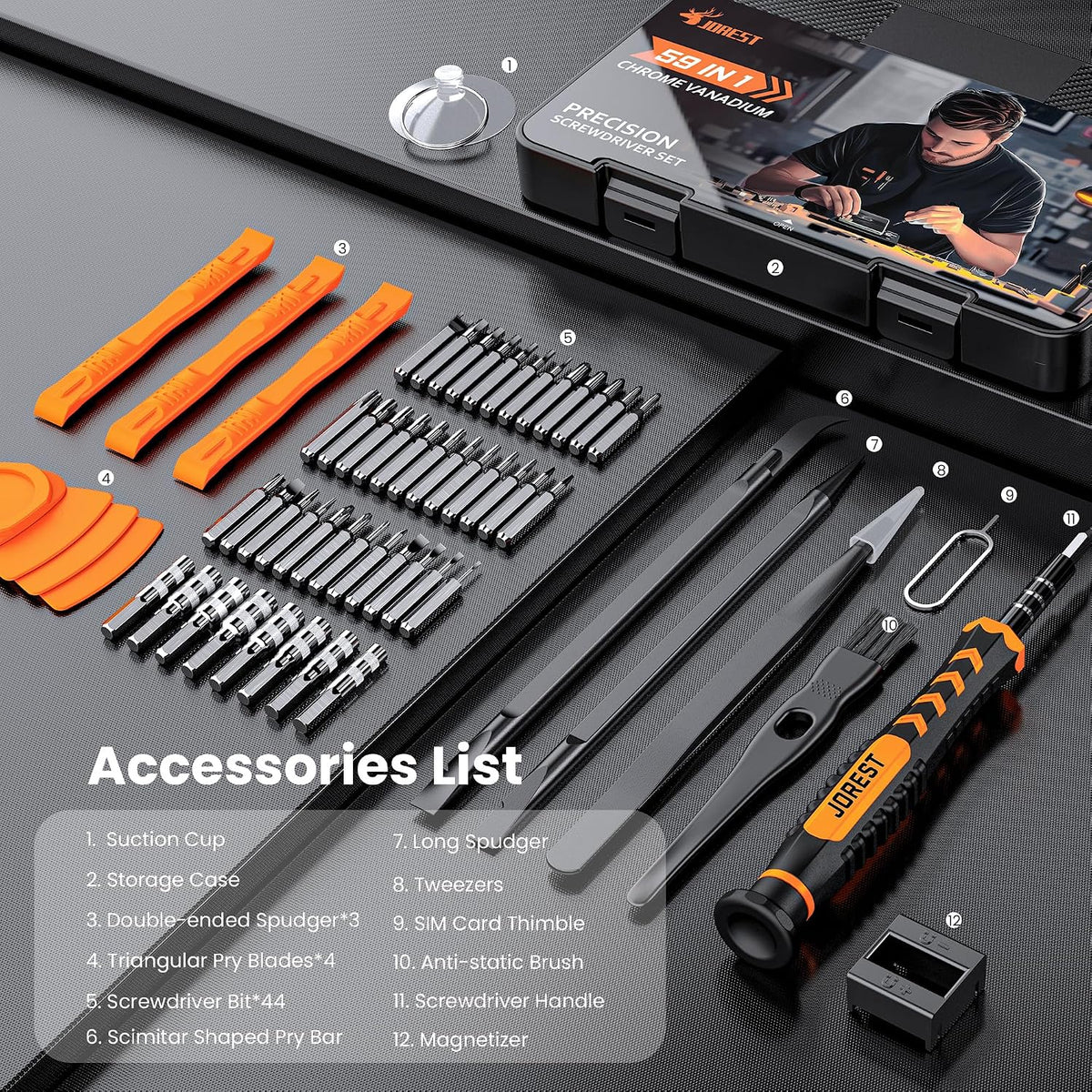 59Pcs Small Precision Screwdriver Set with Torx T5, T6, T8, Mini Repair Tool Kit for Macbook, Computer, Laptop