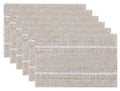 Cotton Linen Place Mats, Brown Embroidered Placemats Set of 6