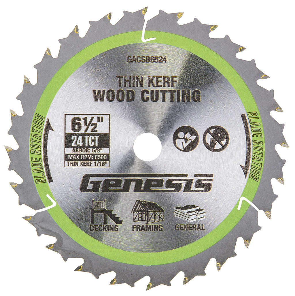 Genesis 6-1/2" Thin-Kerf 24T Circular Saw Blade for Genesis GLCS2065B Cordless Circular Saw