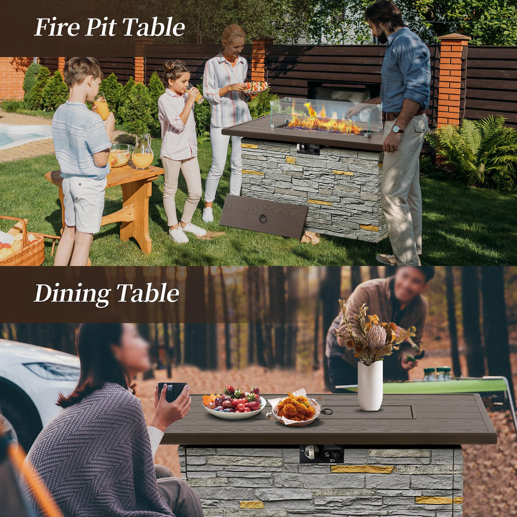 43" Propane Fire Pit Table, 50,000 BTU Outdoor Gas Firepit Table