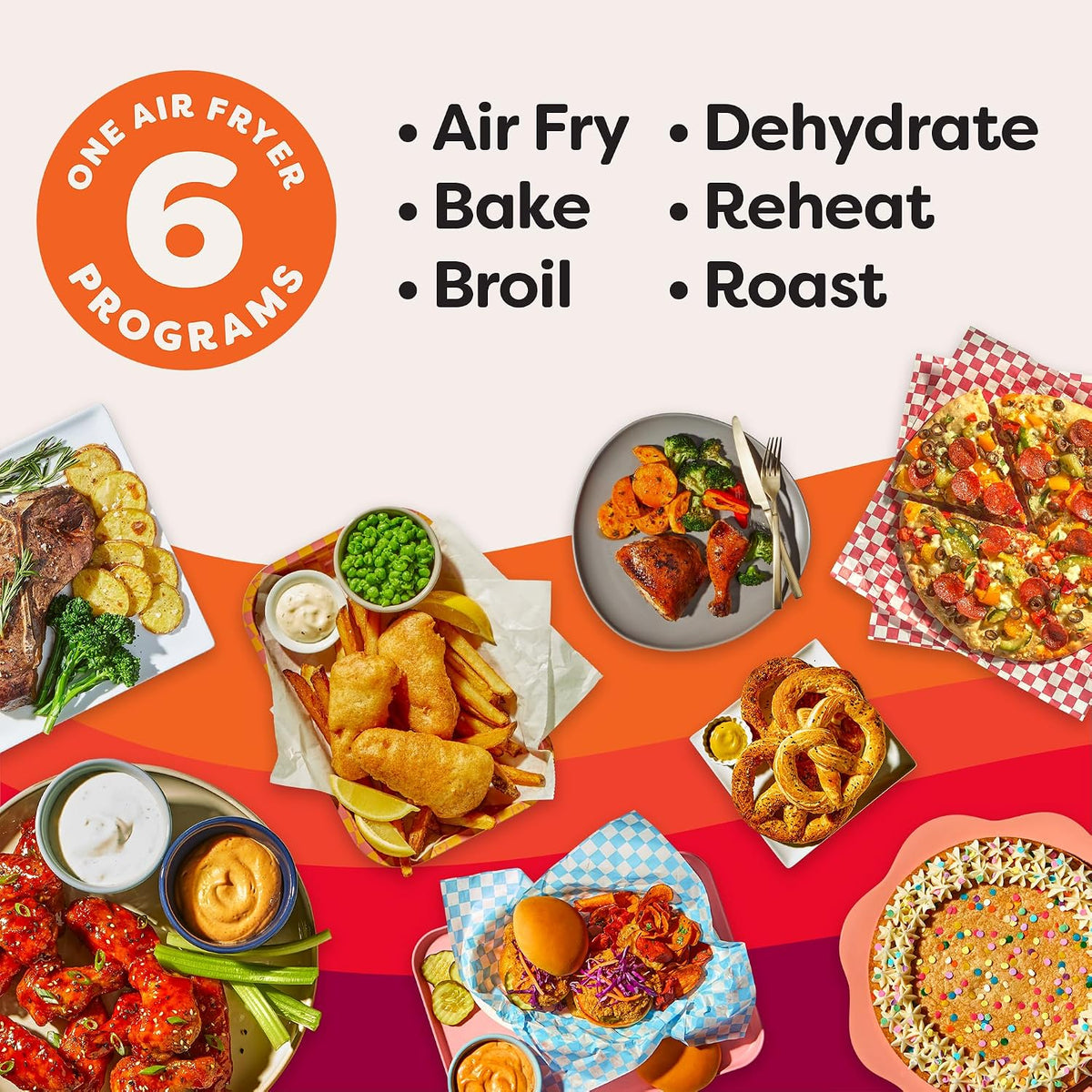 6QT VORTEX Plus Air Fryer, 6-in-1, Air Fry, Broil, Dehydrate, Crisp, Roast, Reheat, Bake, Dishwasher-Safe Airfryer