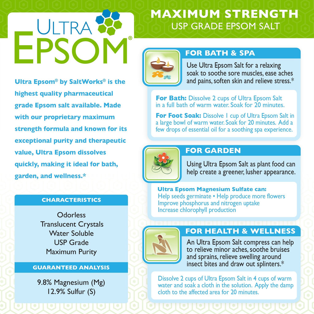 Ultra Epsom Bath Salt, Unscented, Extra Fine Grain, 5 Pound Bag