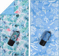 Thin Microfiber Beach Towel 2 Pack 32x71 Inch, Lightweight | Sand Free, Absorbent, Extra Large, Compact, With Travel