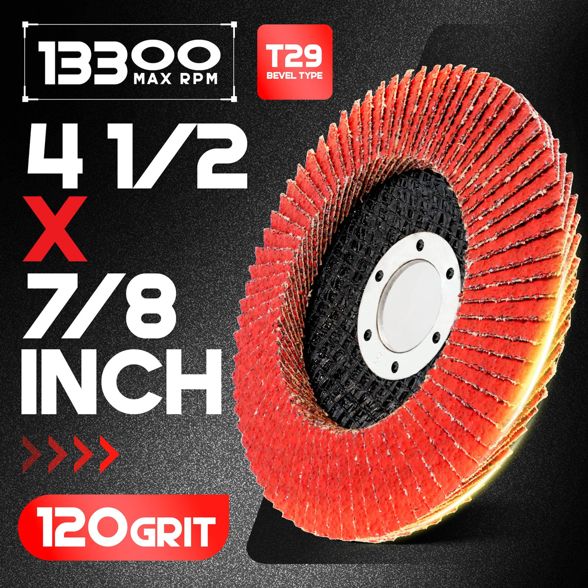 EZARC Ceramic Flap Discs 120 Grit, 4-1/2 x 7/8-Inch, Type 29, 10-Pack