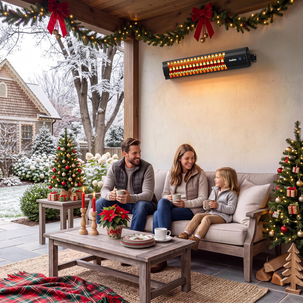 1500W Electric Patio Heater, Wall Mounted Outdoor Heater with Remote & Touch Control, Carbon Fiber Heating for Patio