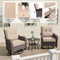7-Piece Outdoor Swivel Rocking Chair Set with 40,000 BTU Round Fire Pit Table, Patio Furniture Set, Wicker Patio