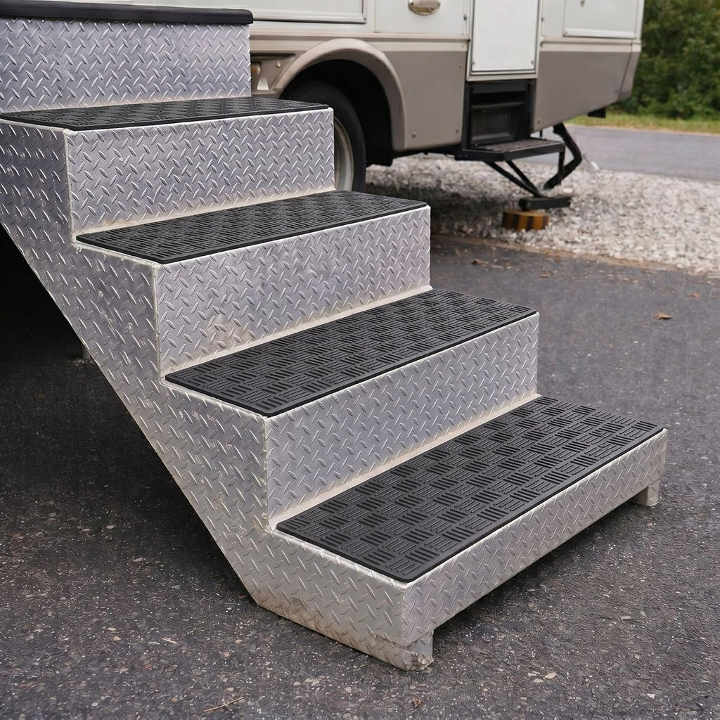Outdoor Rubber Stair Treads – Ribbed Heavy-Duty Non-Slip Stair Mats – Best Grip on Concrete, Brick & Textured Step –