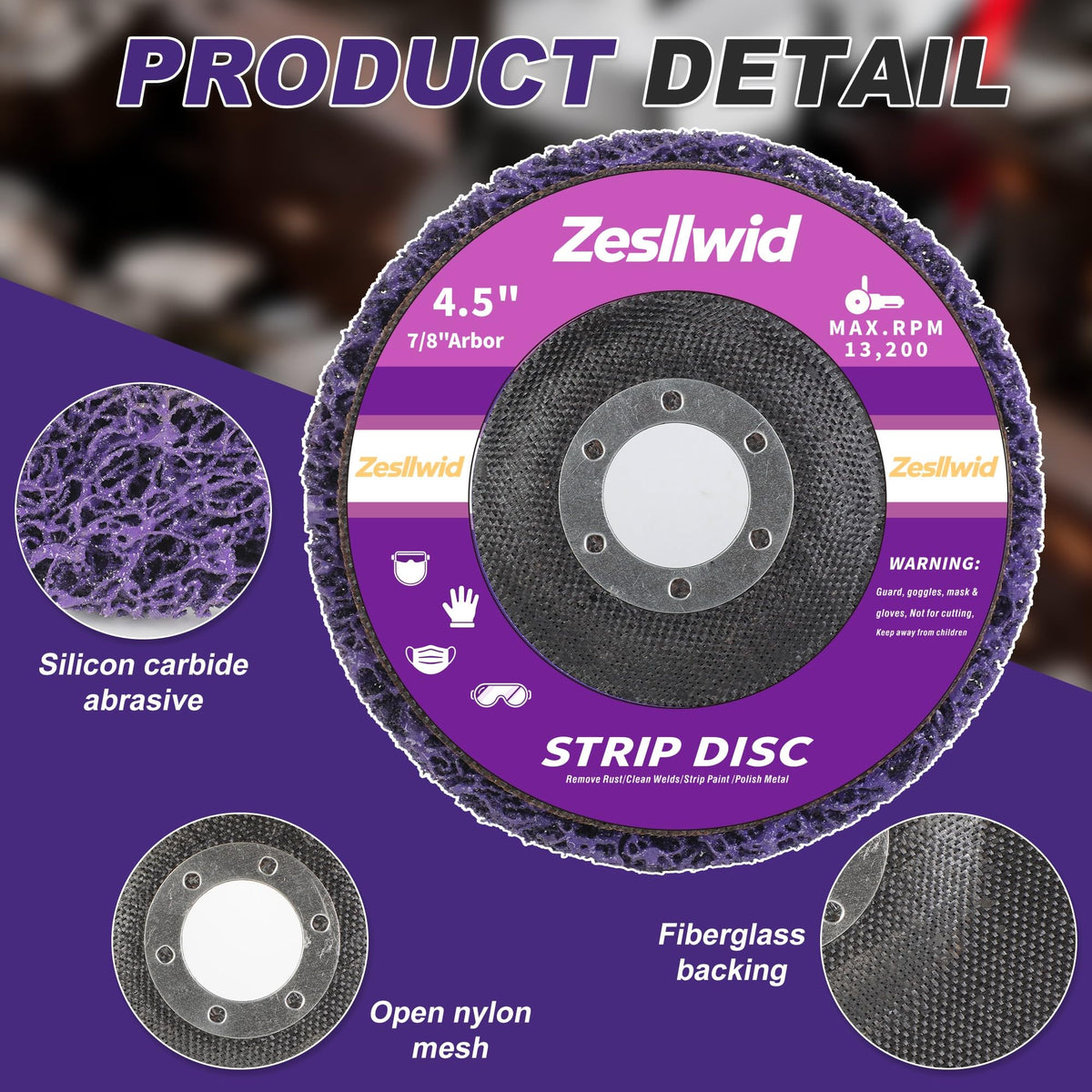 5 Pack 4.5" Strip Discs Rust Remover Paint Stripper for Angle Grinder