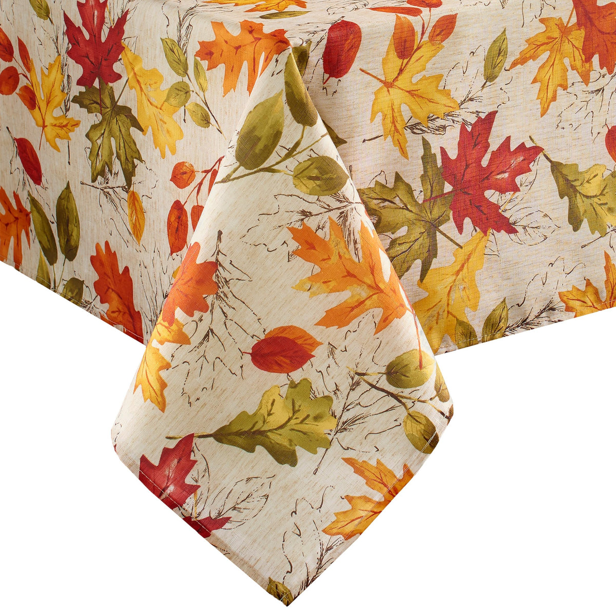 Autumn Leaves Fall Printed Tablecloth, Multicolor - 60"W x 84"L