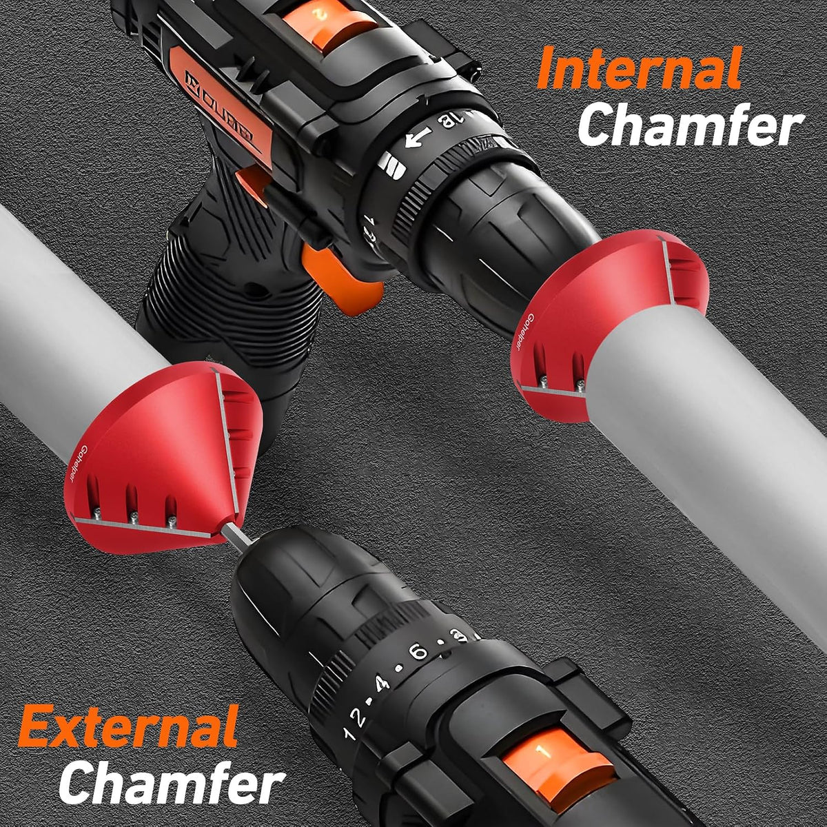 2 in 1 Inner-Outer PVC Deburring Tool, PVC Chamfer Tool, Pipe Deburring Reamer Plumbing Tool for OD 0.75" to 4.6", ID