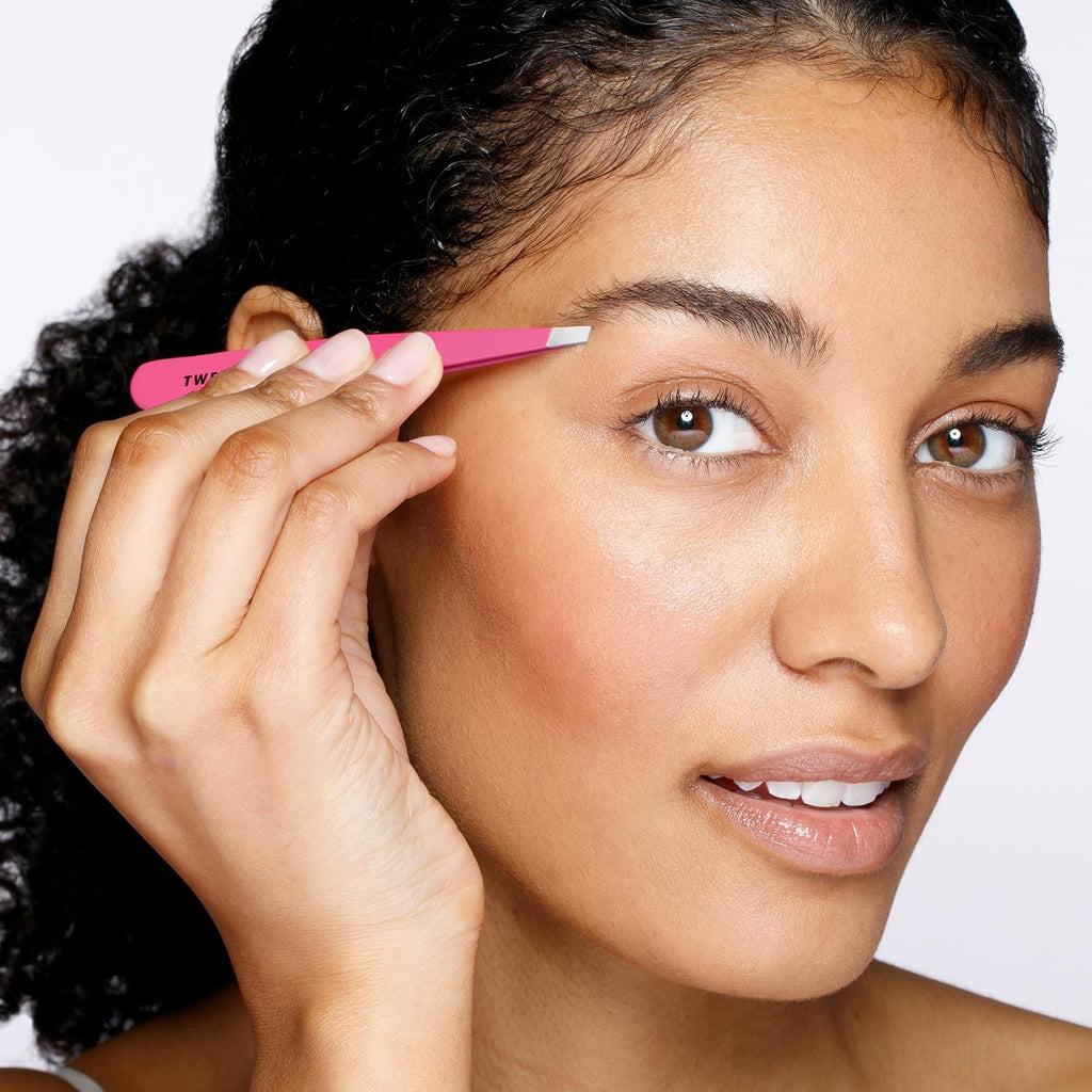 Slant Tweezer – Tweezerman Tweezers for Eyebrows Neon Pink