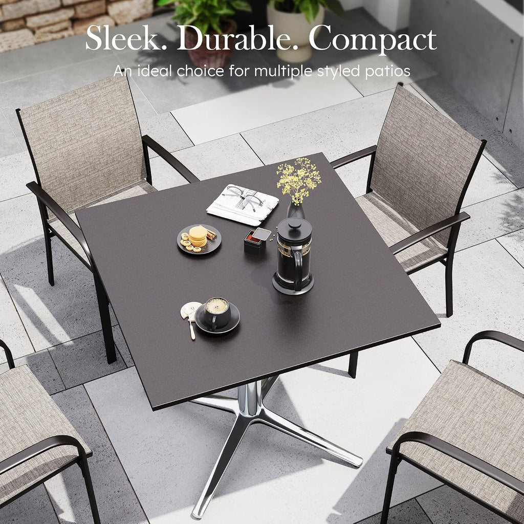 31" Outdoor Metal Square Bistro Table w/Pedestal Base