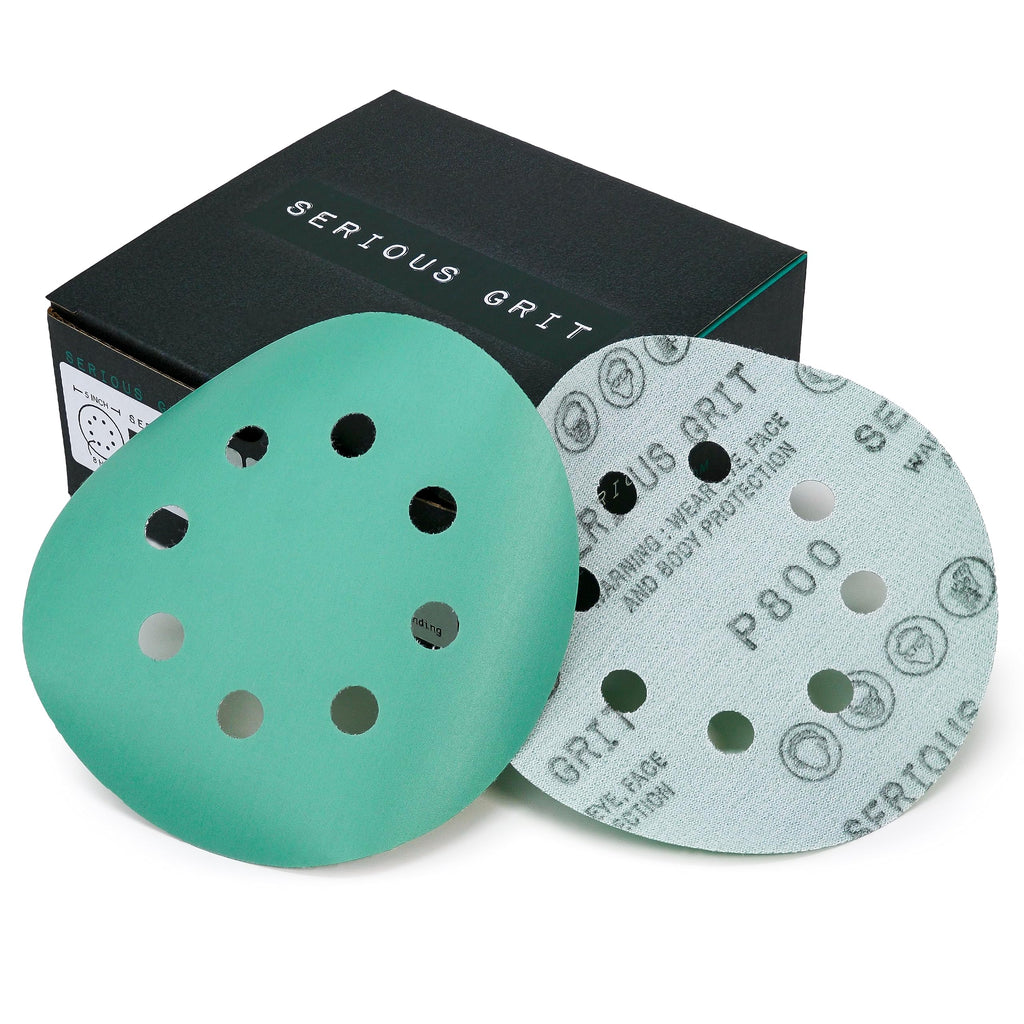 Serious Grit - 5-Inch 8-Hole P800 Grit Sanding Discs - 50 Pack Box