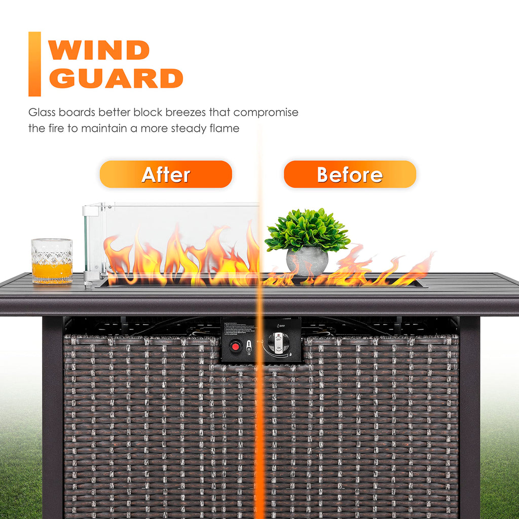 27.6'' x 11.7'' x 6.5" Rectangular Fire Pit Wind Guard, Transparent Tempered Glass, Polished Aluminum Brackets, 3M